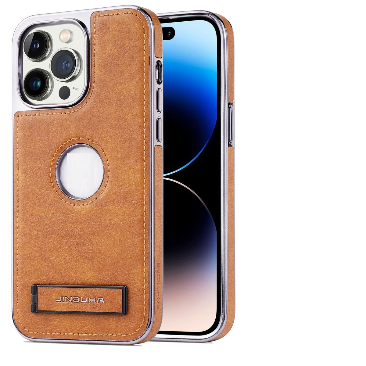 All-Inclusive Faux Leather Kickstand iPhone Case – Drop-Resistant Bracket Shell | iPhone 11–14