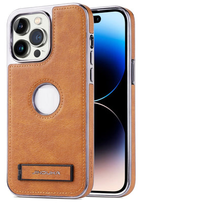 All-Inclusive Faux Leather Kickstand iPhone Case – Drop-Resistant Bracket Shell | iPhone 11–14
