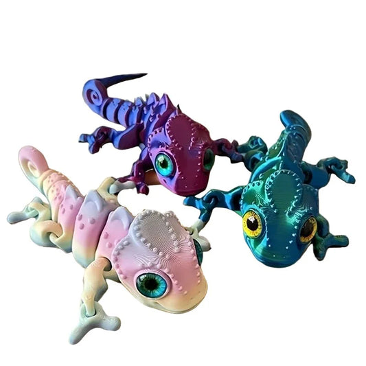 Ornement Caméléon et Dragon imprimé en 3D | Décoration de bureau et de maison colorée multi-articulée et mobile