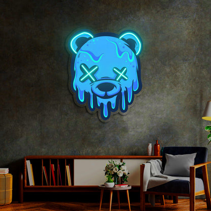 Neon Sign Bear Uv Print Neon , Custom logo sign, Bear wall art, Neon Sign Custom