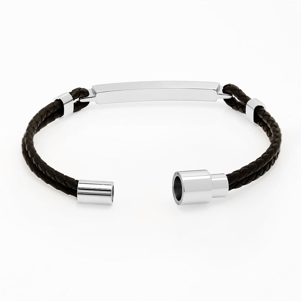 Bracelet en cuir pour homme avec lettres européennes et américaines, boucle magnétique en acier inoxydable