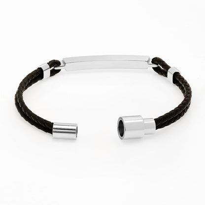Bracelet en cuir pour homme avec lettres européennes et américaines, boucle magnétique en acier inoxydable
