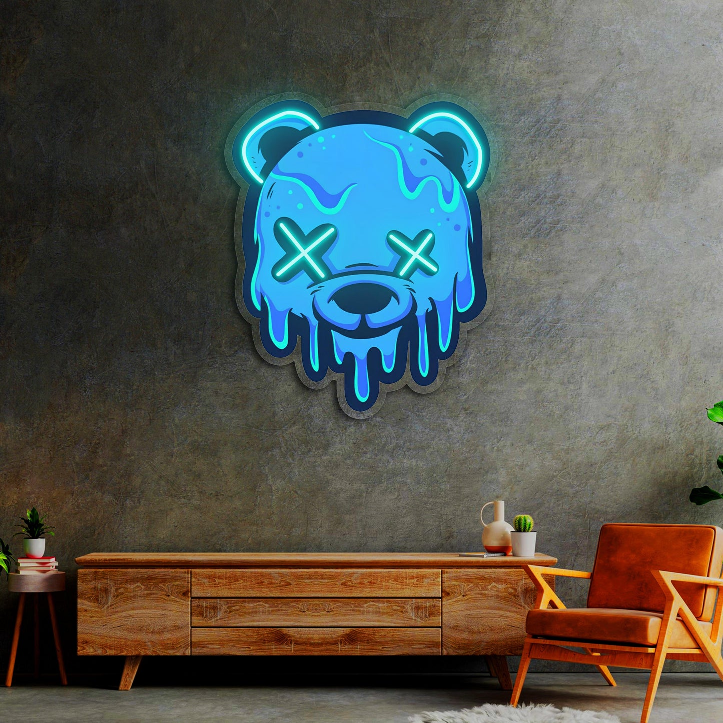 Neon Sign Bear Uv Print Neon , Custom logo sign, Bear wall art, Neon Sign Custom