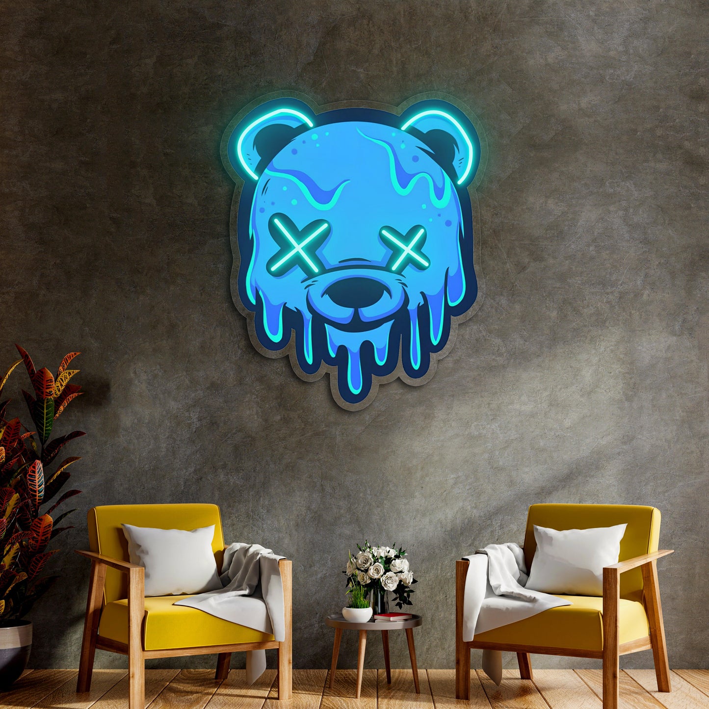Neon Sign Bear Uv Print Neon , Custom logo sign, Bear wall art, Neon Sign Custom