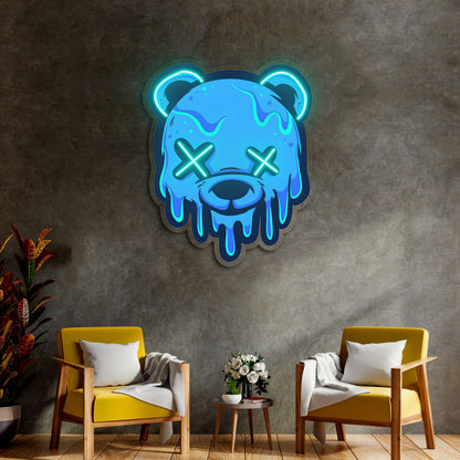 Neon Sign Bear Uv Print Neon , Custom logo sign, Bear wall art, Neon Sign Custom