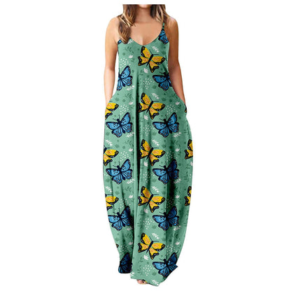 Vestido con tirantes frescos de verano, estampado digital estilo cara abstracta, elegante vestido de calle