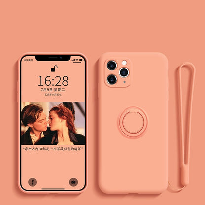 Liquid Silicone Phone Case with Ring Holder – Shockproof, Grip-Friendly & Compatible Design