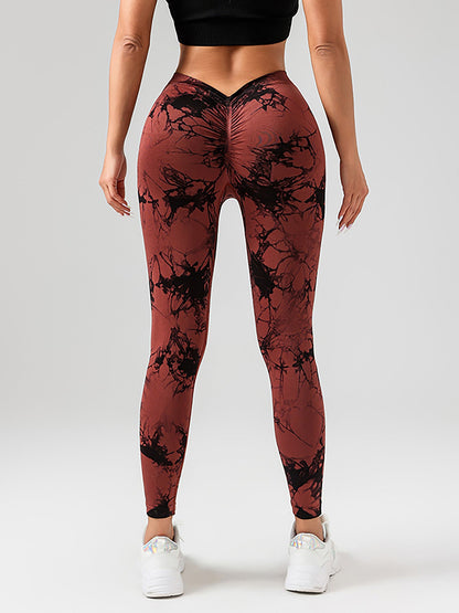 Tie Dye Slimming Yoga Leggings, Butt Lifting High Stretch Casual Fitness Yoga Pants, Women's Activewear