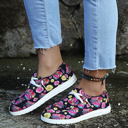 Loafers Women Sunflower Print Decor