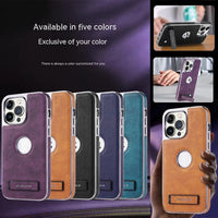 All-Inclusive Faux Leather Kickstand iPhone Case – Drop-Resistant Bracket Shell | iPhone 11–14