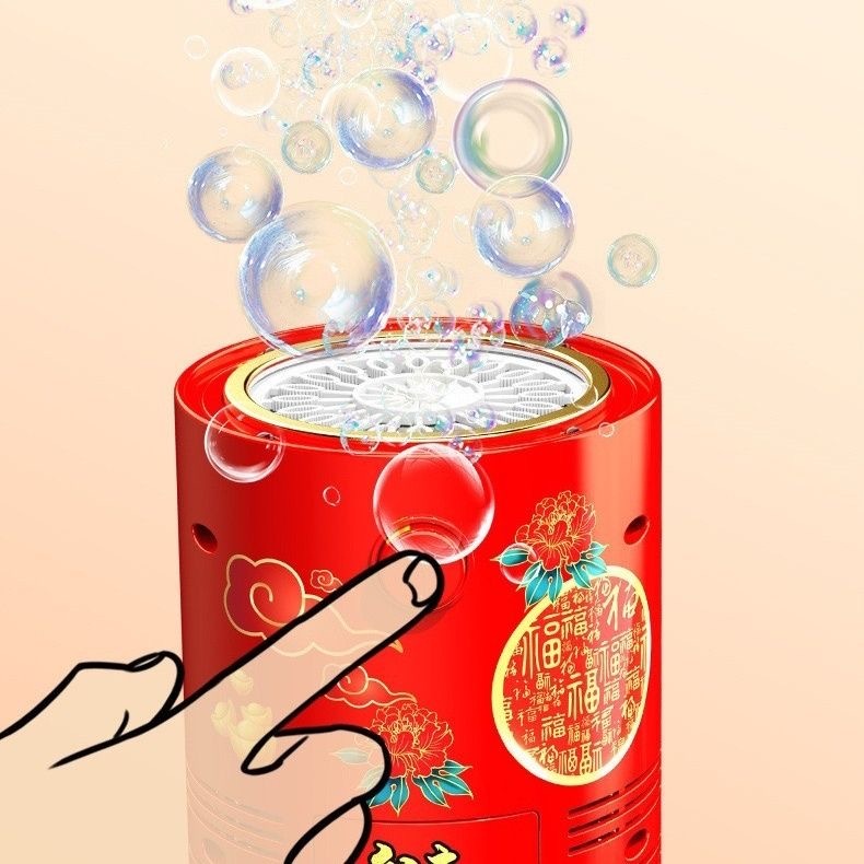Machine à bulles de feux d'artifice avec 80 ml de solution à bulles, machine à bulles automatique portable avec lumières et musique désactivable, jouets machine à bulles pour enfants pour activités extérieures, fêtes, mariages, Noël
