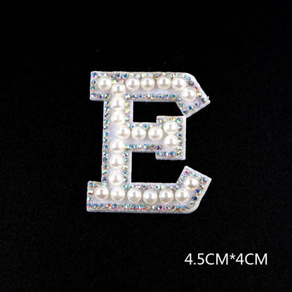 Pearl Rhinestone Cloth Sticker-Letter A-White-2 Pack