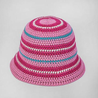 Dopamine Color Foldable Storage Bucket Hat Women's Fashion Color Woven Face Small Bucket Cap