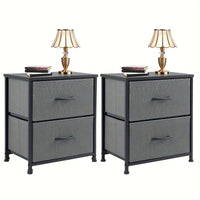 Set of 2 Nightstands with Drawers, Small End Tables with Storage for Bedroom & Office
