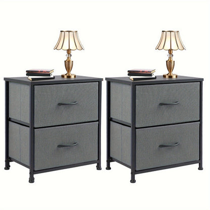 Set of 2 Nightstands with Drawers, Small End Tables with Storage for Bedroom & Office