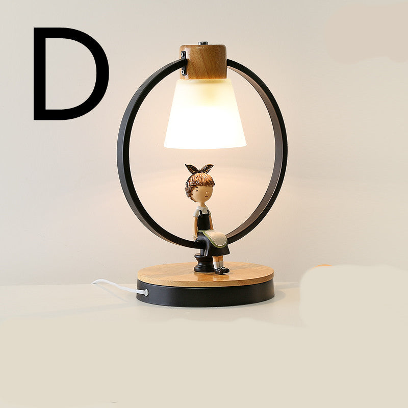 Lampe de chevet en bois massif pour chambre à coucher