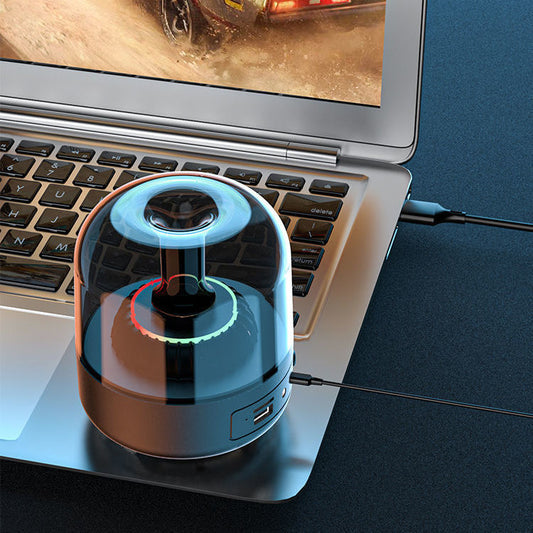 Enceinte en verre bleu Mini-ordinateur de bureau avec basses