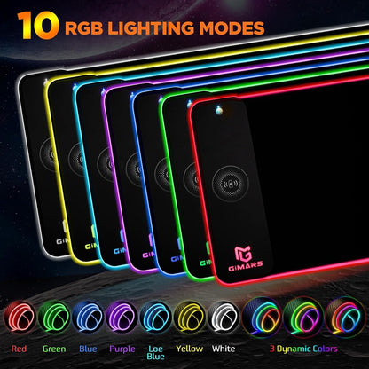 XXL RGB Gaming Mouse Pad — 15W Qi Wireless Charging | 10 Lighting Modes