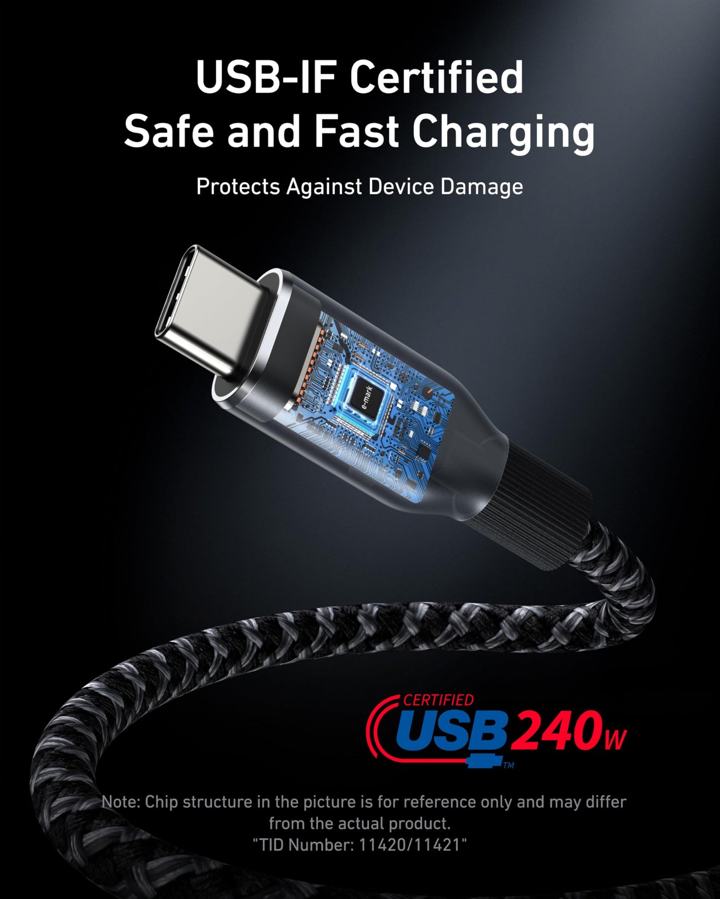 240W USB-C to USB-C Cable Upcycled Braided