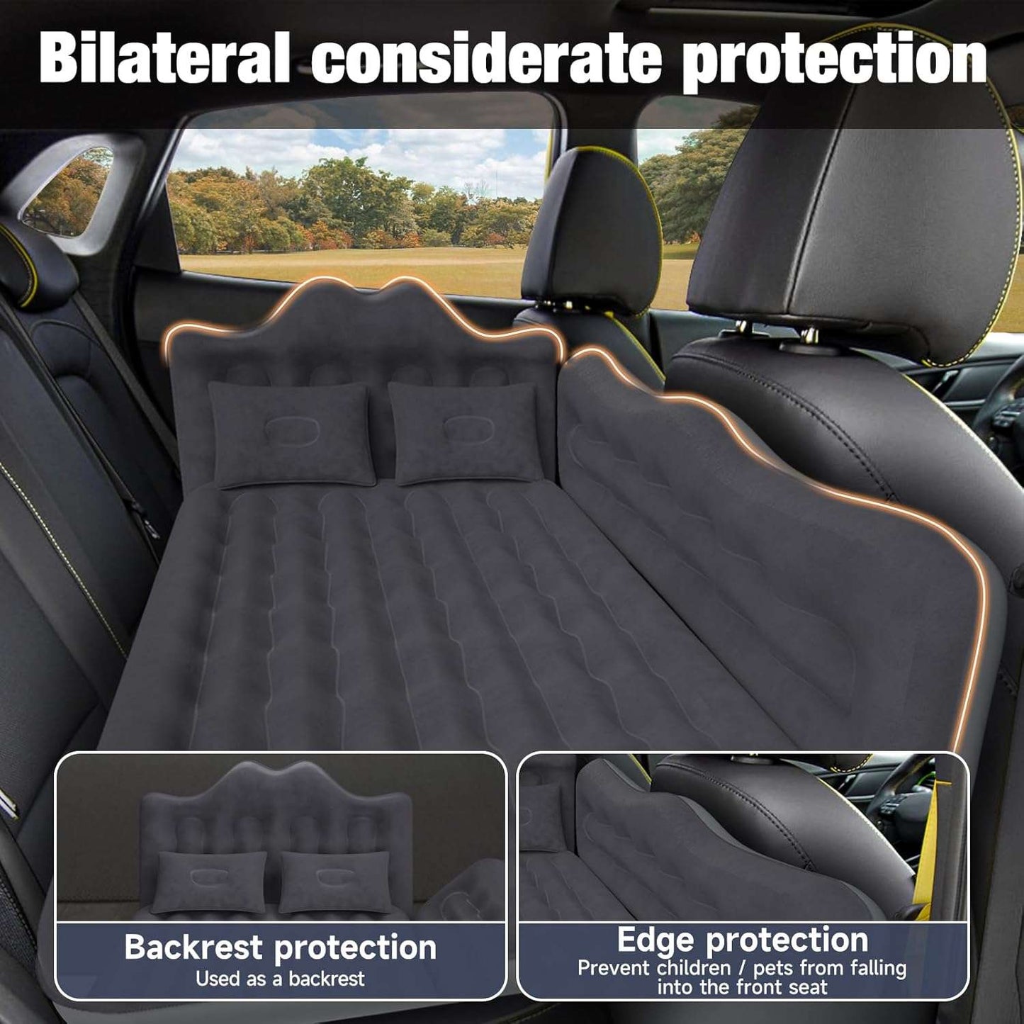 Thicken Backseat SUV/Car/Truck Air Mattress Air Bed Inflatable SUV Truck Mattress -24'' Width/Black