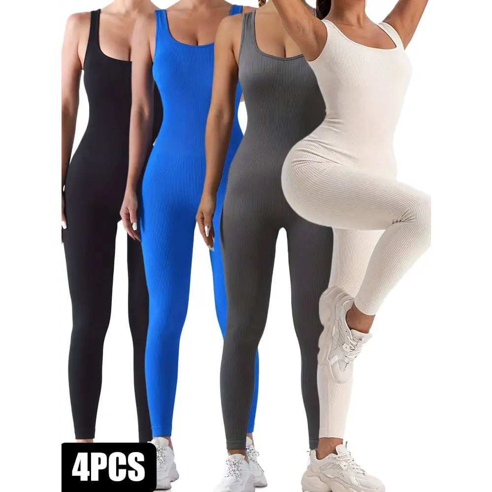 4-Pack Ribbed Seamless Bodysuits – Women's Sport & Casual Wear