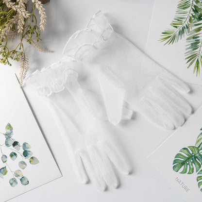 Bridal Wedding Dress Evening Gown Gloves Ruffle