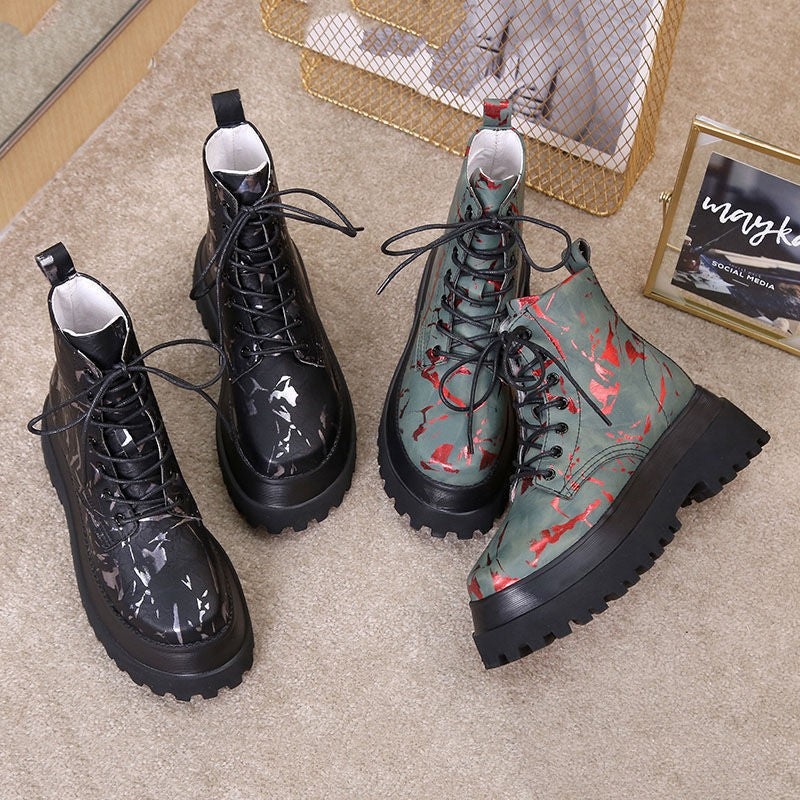 Printed High-top Shoes Women Decor