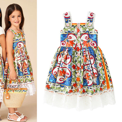 Childrens Sling Princess Dress With Lace