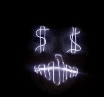 Masque de fête LED dollar américain