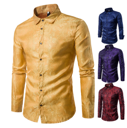 Camisa de talla grande de manga larga con diseño bordado