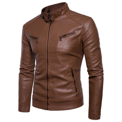 Blouson en cuir pour homme grande taille, épais et doublé de velours