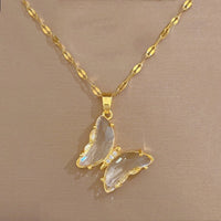 European And American Ins Crystal Zircon Butterfly Pendant Necklace
