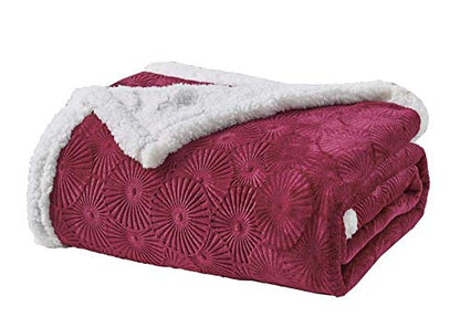 Decor&More Bon Iver Collection Extra Soft Bursting Fireworks Embossed Microplush Throw Blanket with Sherpa Backing (50" x 60")