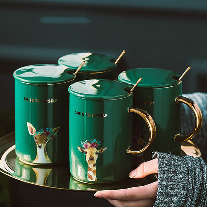 Creative mug with gold painted animal ceramic mug
