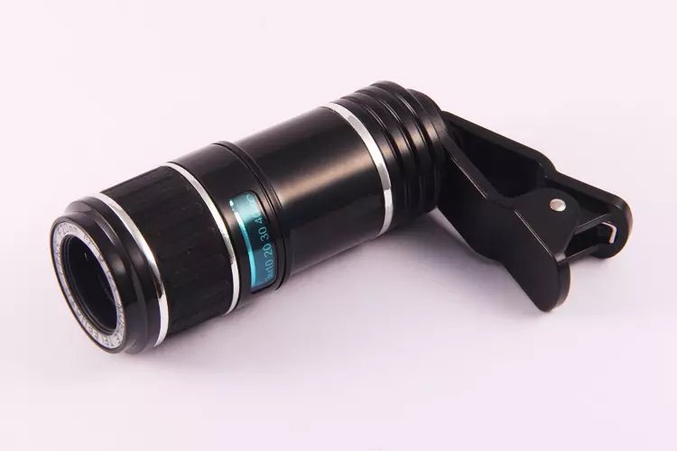 Compatible con Apple, Apple Samsung móvil teleobjetivo clip universal 70 grados 12 aumentos gran angular de alta definición lente de cristal óptico de película verde