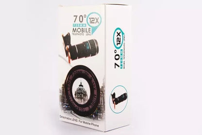 Compatible con Apple, Apple Samsung móvil teleobjetivo clip universal 70 grados 12 aumentos gran angular de alta definición lente de cristal óptico de película verde