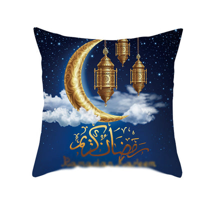 Home Fashion National Style Peach Skin Velvet Printed Cushion Cover