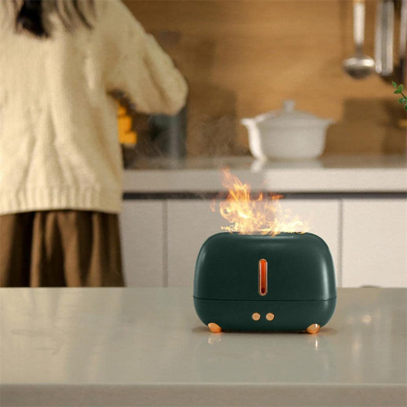Flame Aroma Diffuser & Humidifier – LED Flame Effect, 3 Colors