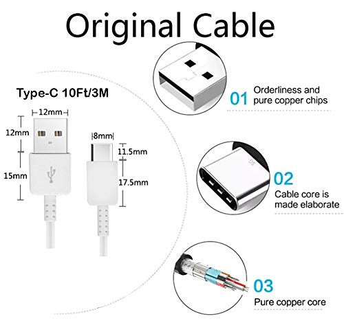 USB-C Cable 10 inch 2-Pack for Samsung Galaxy S22 Plus 5G - Fast Quick Charge