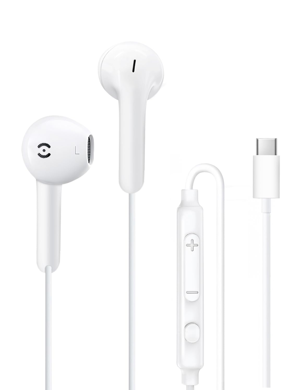 Wired USB-C Earbuds with Mic - Type-C Headphones for iPhone 17e 17 16 15 Pro Max and Samsung