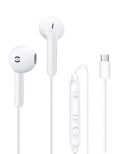 Wired USB-C Earbuds with Mic - Type-C Headphones for iPhone 17e 17 16 15 Pro Max and Samsung