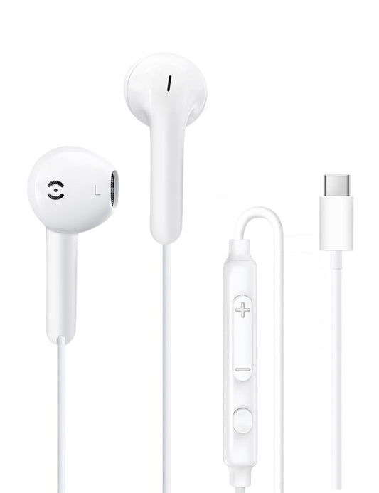 Wired USB-C Earbuds with Mic - Type-C Headphones for iPhone 17e 17 16 15 Pro Max and Samsung