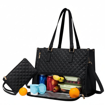 2 in 1 Insulated Lunch Tote with Laptop Compartment 15 Inch Work Bag