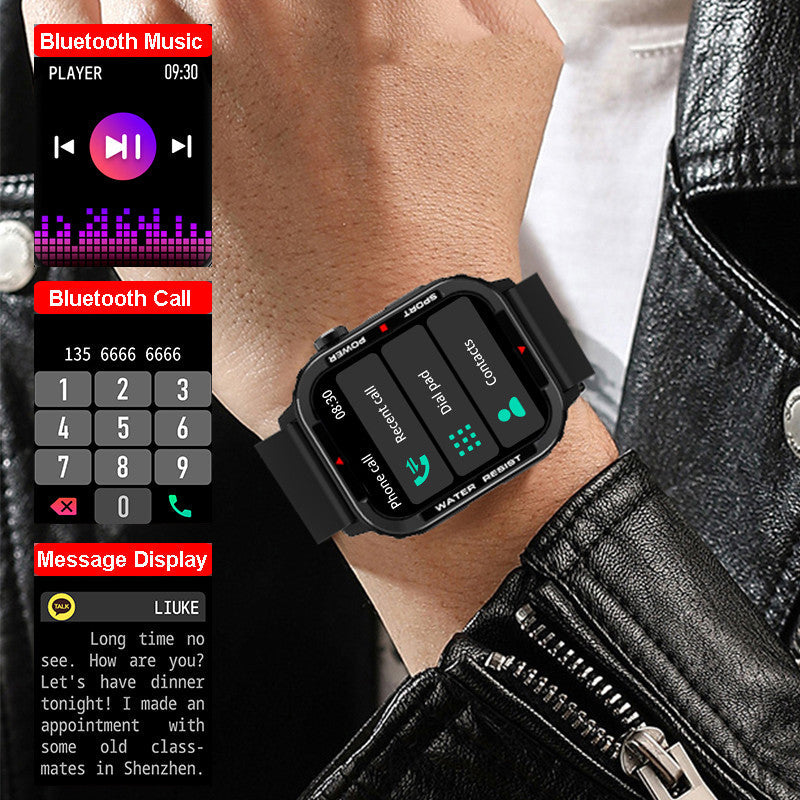 Montre intelligente sportive Bluetooth avec suivi de la pression artérielle et de l'oxygène sanguin