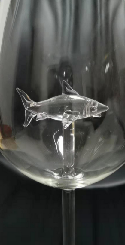 Verres à vin rouge avec requin à l'intérieur Verres à pied en verre transparent sans plomb pour la maison, le bar, les fêtes HFing