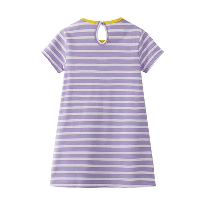 European and American Girl Dress Embroidered Giraffe