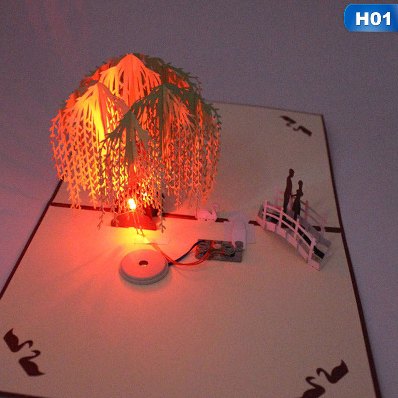 3D light paper cut greeting card