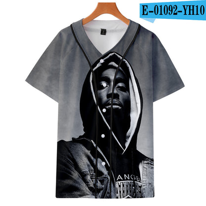 Uniforme de baseball fin imprimé en 3D couleur de Tupac Shakur