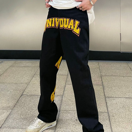Men's And Women's Towel Embroidered Street Fashion Jeans Trousers