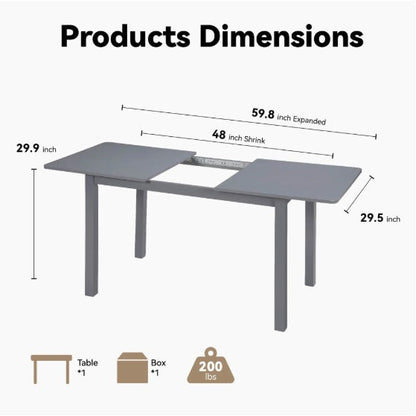 59 Extendable Dining Table, Modern House Dining Room Table For 4-8, Wooden Kitchen Table , Dining Room, Working Office, Home Living Room Furniture For Small Space, Dark Gray